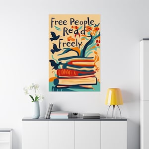 Free People Read Freely Poster: Banned Books Art, Literary Home Decor image 8