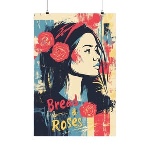 Póster de arte mural con lema de Pan y rosas, póster de activistas por el sufragio femenino, lucha por la justicia económica y la dignidad, decoración para el hogar o la oficina