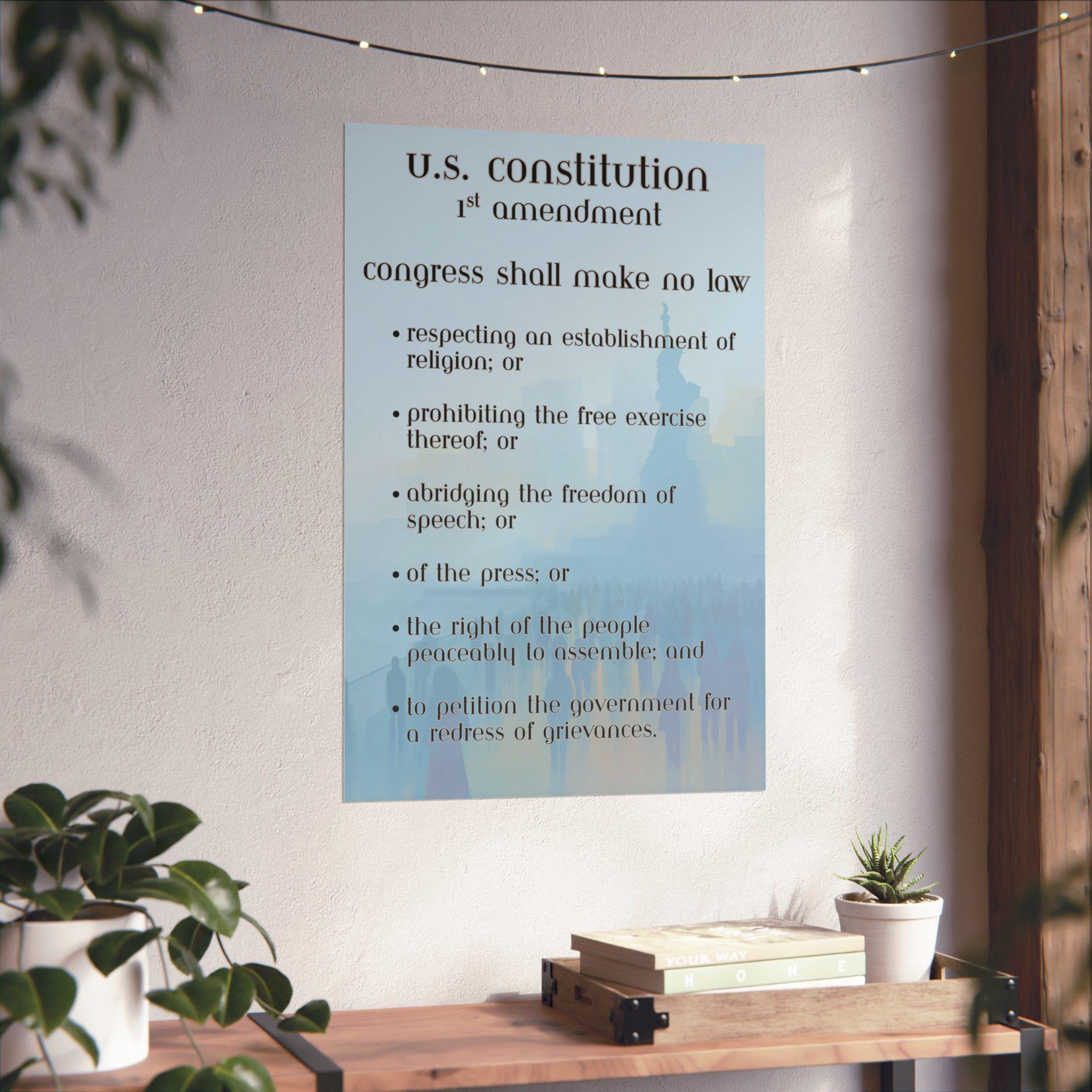First Amendment Poster: Statue of Liberty, Bill of Rights Wall Art ...