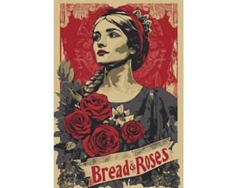 Póster de Pan y Rosas: Arte del Movimiento por el Sufragio Femenino