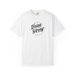 ユニオン・ストロングTシャツ、ガーメントダイ・シャツ、経済的正義を求めるシャツ、ヴィンテージスタイル・シャツ、ユニオン・プライド・アパレル、労働者の権利Tシャツ、レジスタンス