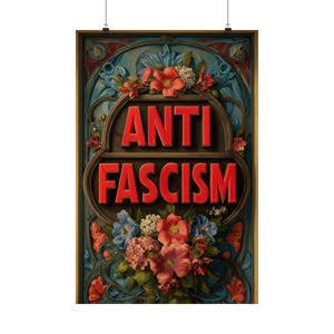 Art Nouveau Anti-Fascism Poster: Bold Statement Activist Art