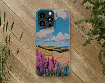 Gorgeous Floral Prairie Biodegradable Phone Case iPhone or Samsung Galaxy Bamboo Environmental Eco-Friendly Phone Case Save the Planet