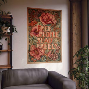 Art Nouveau Floral Print | Free People Read Freely Poster, Shabby Chic Print image 5