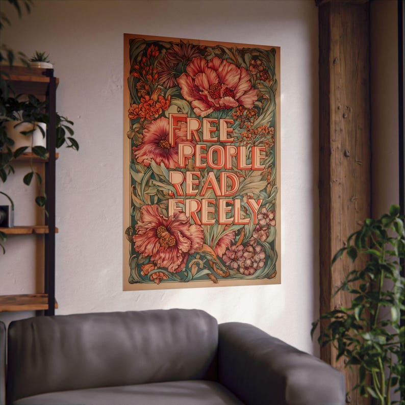 Art Nouveau Floral Print | Free People Read Freely Poster, Shabby Chic Print image 5