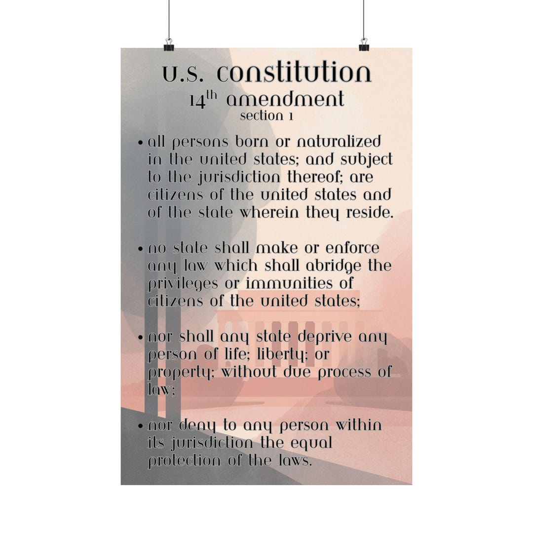 14th Amendment Poster: US Constitution Wall Art Classroom Poster - Etsy