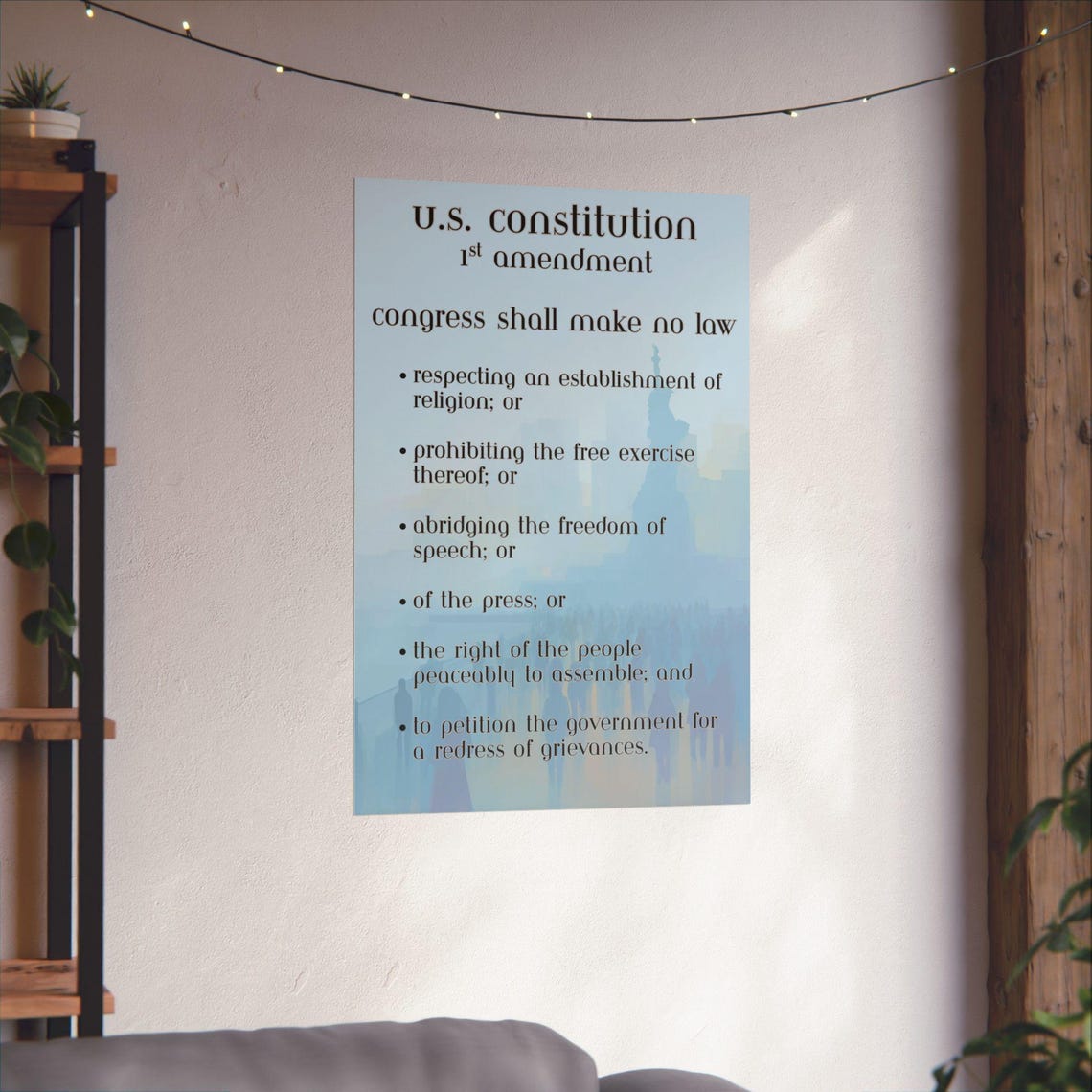 First Amendment Poster: Statue of Liberty, Bill of Rights Wall Art ...