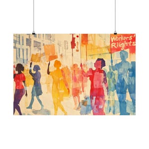 Workers&#39; Rights Poster: Abstract Protest Art for Home or Office