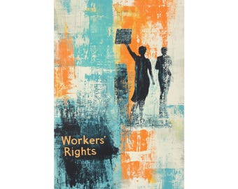 Workers' Rights Poster: Abstract Labor Union Art, Blue & Orange
