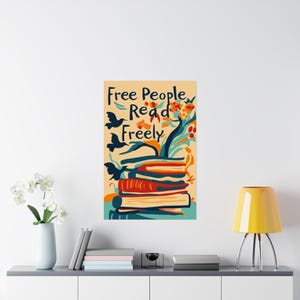 Free People Read Freely Poster: Banned Books Art, Literary Home Decor image 7