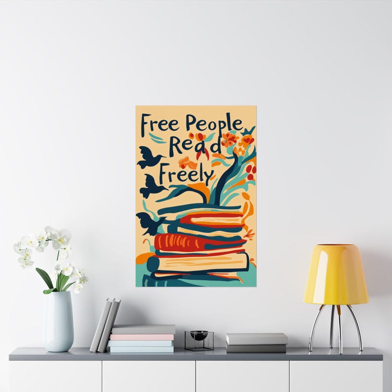 Free People Read Freely Poster: Banned Books Art, Literary Home Decor image 7