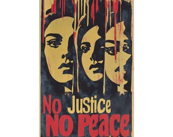 No Justice No Peace-poster: protestkunst, muurdecoratie vrijheid