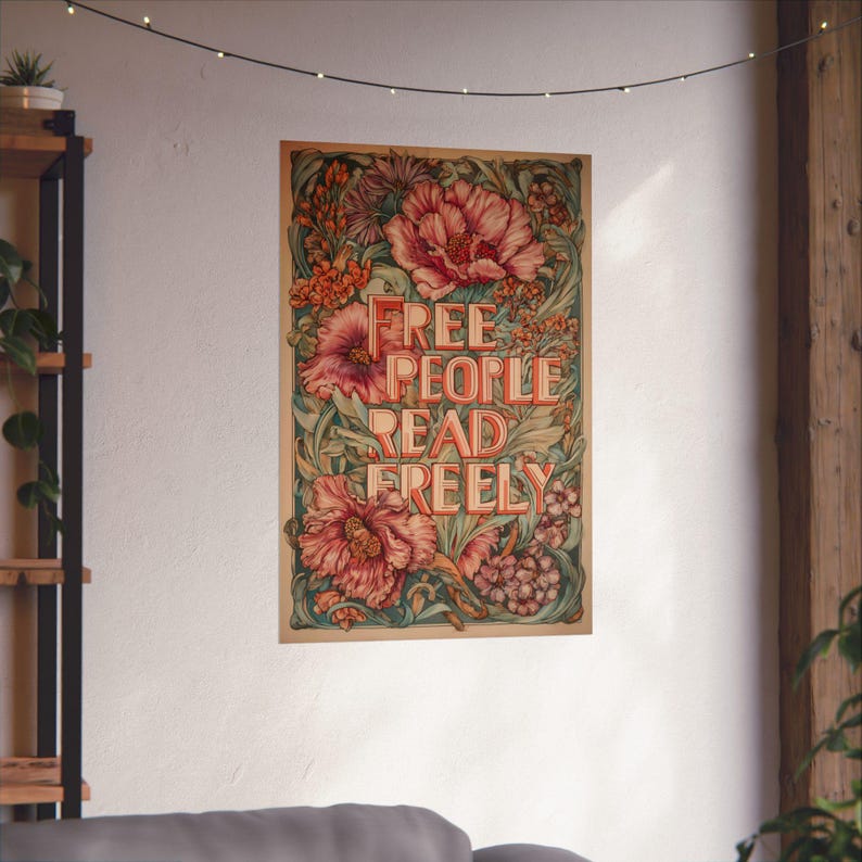 Art Nouveau Floral Print | Free People Read Freely Poster, Shabby Chic Print image 4