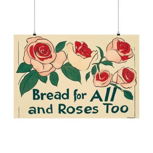 Pan para todos y rosas también Póster Arte de pared Activistas por el sufragio femenino Lema Lucha por la justicia económica y la dignidad Decoración del hogar Oficina en casa