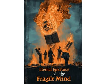 Book Burning Political Satire Poster: Anti-Censorship Wall Art