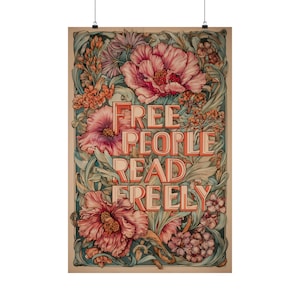 Art Nouveau Floral Print | Free People Read Freely Poster, Shabby Chic Print image 1
