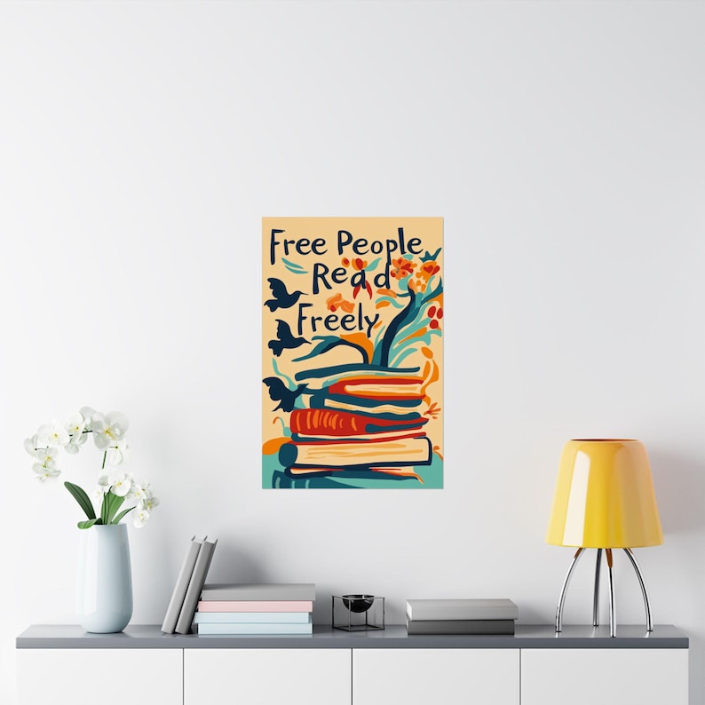 Free People Read Freely Poster: Banned Books Art, Literary Home Decor image 6