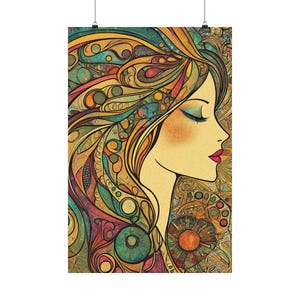 Póster de serenidad, arte de pared bohemio mate, pósteres verticales, arte de pared, decoración del hogar, regalo para ella, obra de arte única para sala de estar o dormitorio