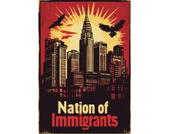 Nation of Immigrants Poster, Immigration Print Protest Art