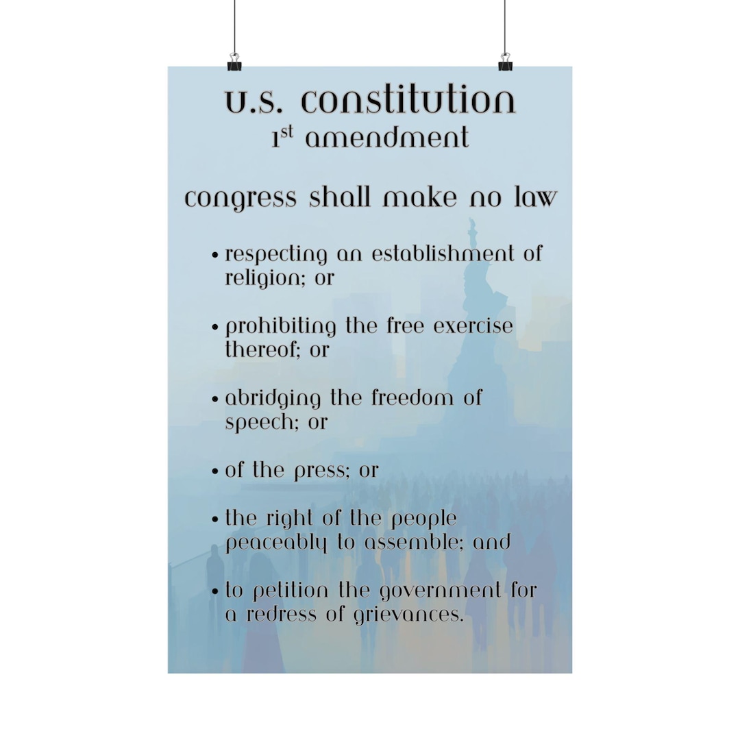 First Amendment Poster: Statue of Liberty, Bill of Rights Wall Art ...