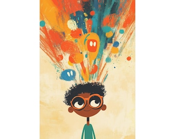 Neurodiversity Art Print: Colorful Boy Portrait, Imaginative Kids Room Decor