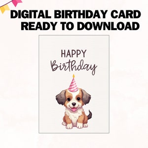 Cute Dog Happy Birthday Card Printable and Digital Download Card Funny ...