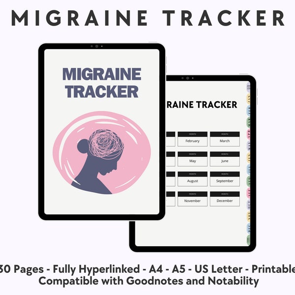 Migraine tracker, migraine tracker journal, Migraine tracker printable, Migraine, migraine kit, migraine diary, migraine planner, tracker