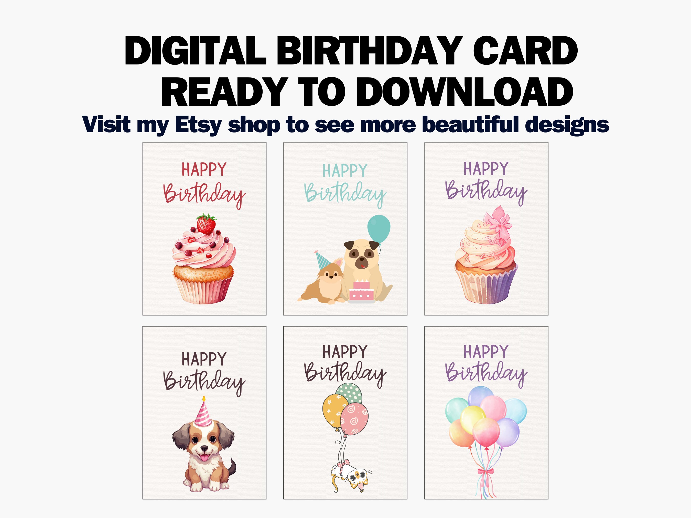 Cute Dog Happy Birthday Card Printable and Digital Download Card Funny ...