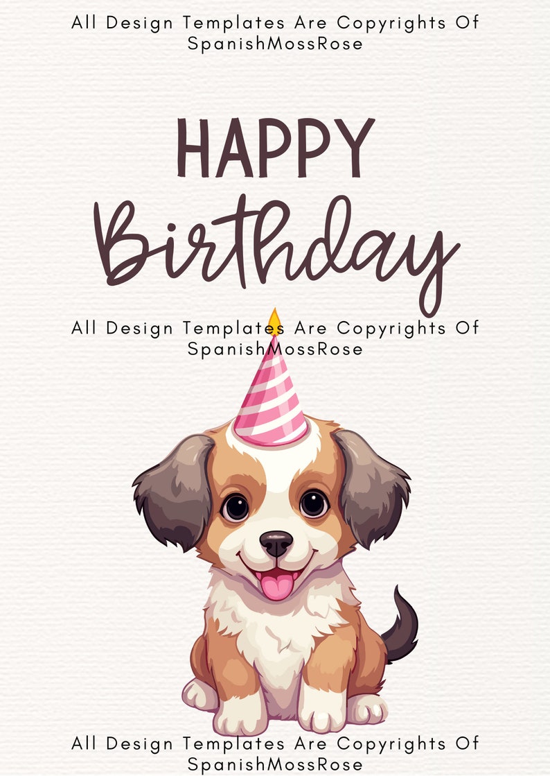 Cute Dog Happy Birthday Card Printable and Digital Download Card Funny ...