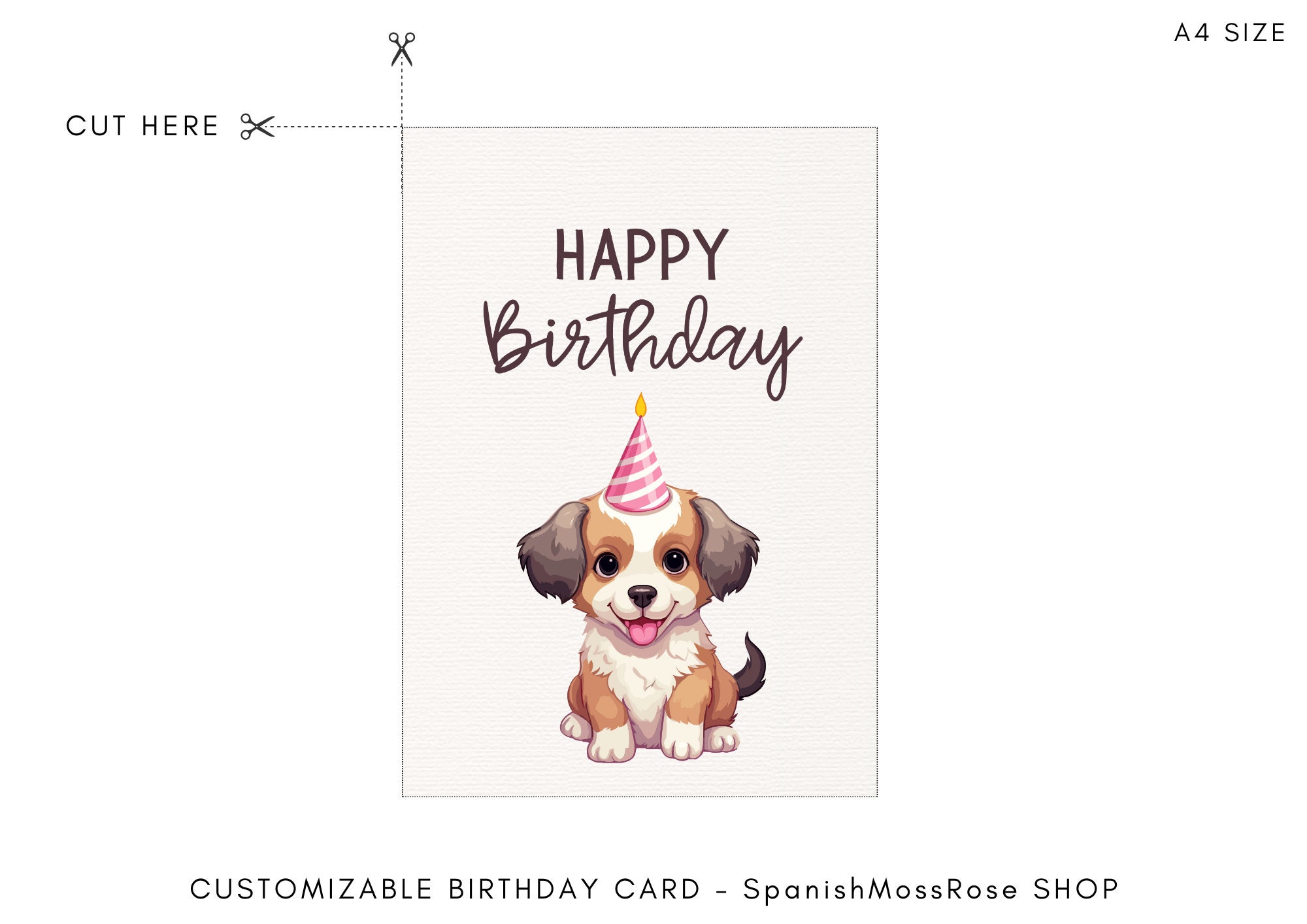 Cute Dog Happy Birthday Card Printable and Digital Download Card Funny ...