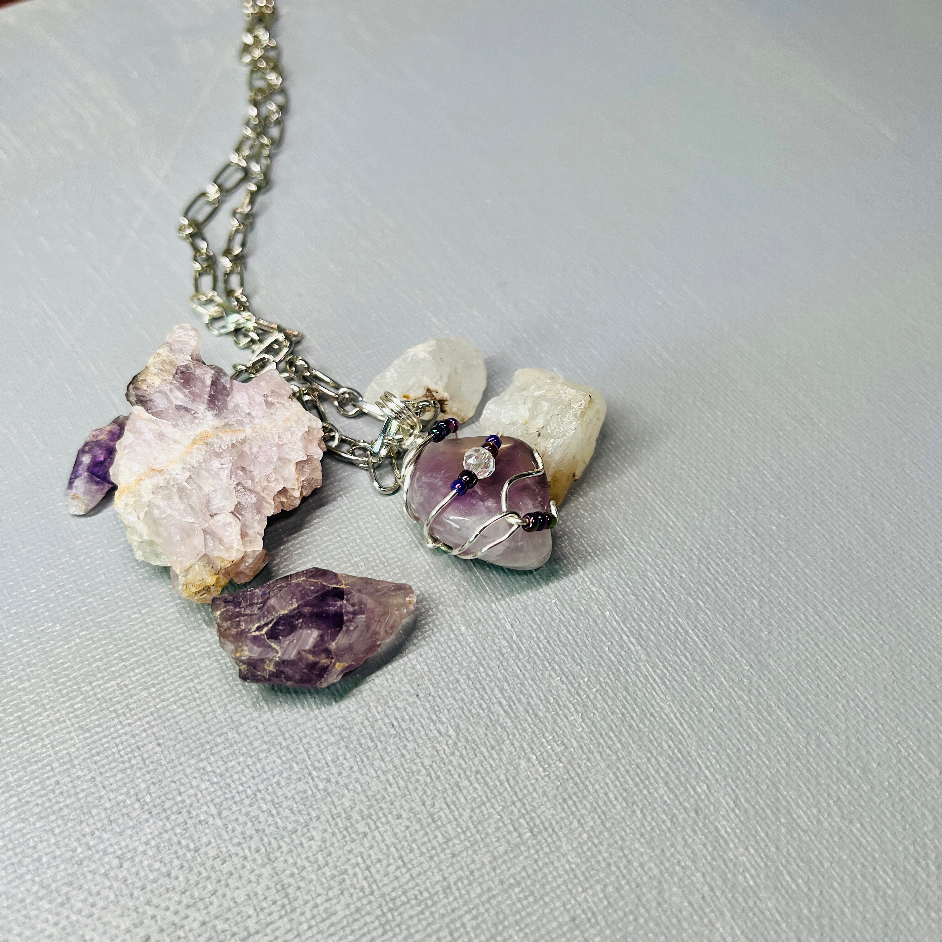 Amethyst Necklace Rave Jewelry for Her. Healing Energy Stone. Kandi ...