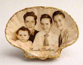 Oude schelp uit de familie Restauratie van vintage foto's