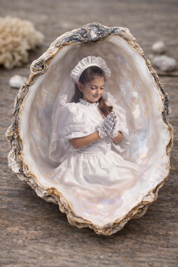 Personalized Photo Seashell Keepsake: Oyster Photo Memory Gift, Grandparent's Gift, Birthday Greeting,