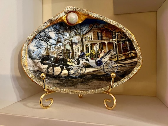 Shell Tales Cape May Photo Souvenir for Inns, Wineries, Restaurant Gift Shops. Custom photo on a clamshell. Coastal art and home decor.