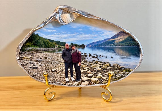 Travel Memory Keepsake • Family Trip Gift • Custom Photo Souvenir • Retirement or Anniversary Trip Gift, Photo Transferred into a Shell