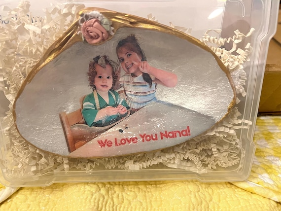Personalized Photo Seashell Keepsake: Summer Memory Gift, Grandparent's Gift, Birthday Greeting,