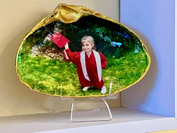 Grandchildren Shell- Timeless Memories with a custom-made keepsake from the beach for grandparents. Photos can be edited to your perfection.