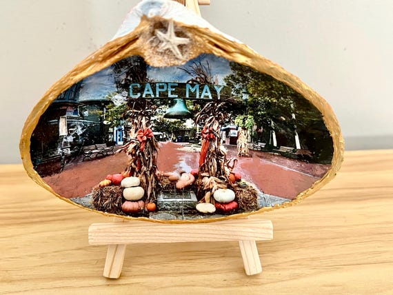 Cape May Photo Shell Keepsake: Personalized Beach Vacation Gift