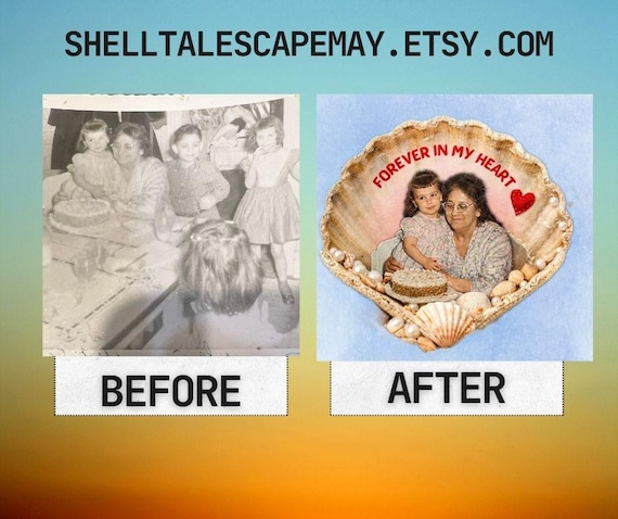 Personalized Clam Shell with Photo Embedded -not layered on- Natural Keepsake from the Beach