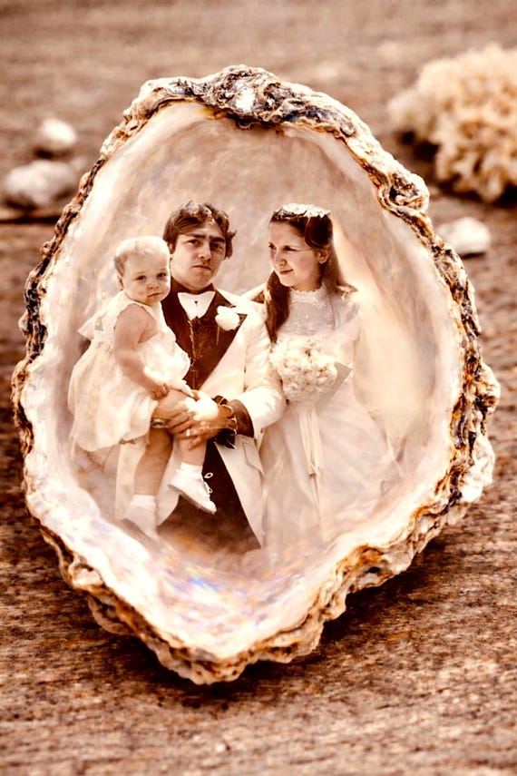 Personalized Photo Seashell Keepsake: Oyster Photo Memory Gift, Grandparent's Gift, Birthday Greeting,