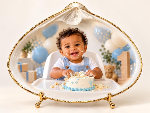 Personalized Photo Seashell Keepsake: Custom Birthday Memory in Natural Cape May Shell