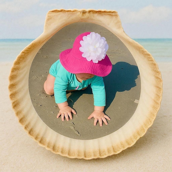 Beach Baby Keepsake Shell – Custom Photo on Natural Shell-Baby's First Easter-Grandparent Gift, Easter Gift, Nursery or Coastal Decor Accent