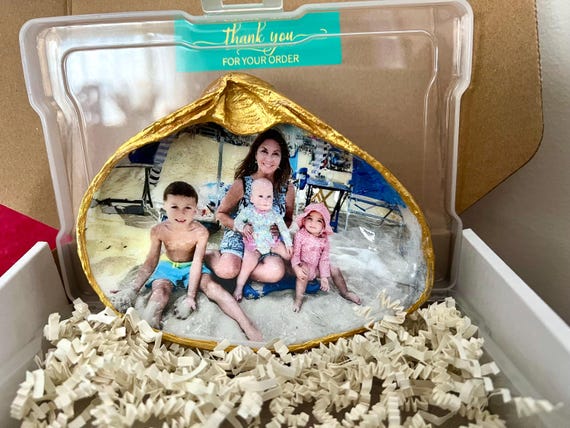 Beach Baby Keepsake Shell – Custom Photo on Natural Shell-Baby's First Easter-Grandparent Gift, Easter Gift, Nursery or Coastal Decor Accent