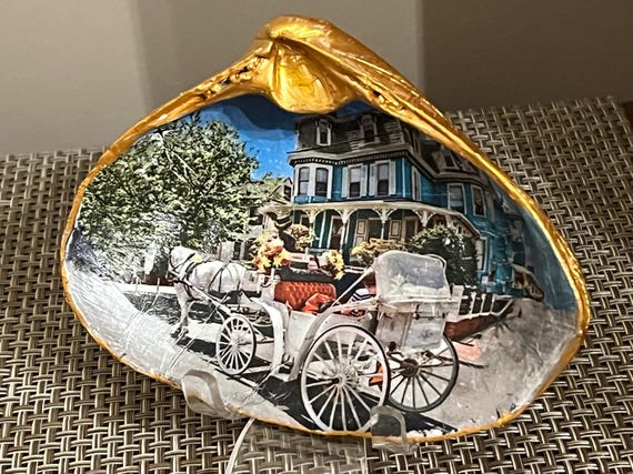 Cape May Landmark Shells – Handcrafted Photo Keepsakes on Natural shells-Vacation Gifts, Gifts from Bed and Breakfasts, Cape May Souvenirs