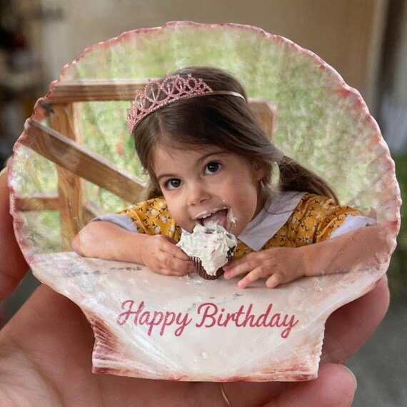 Grandchildren Shell- Timeless Memories with a custom-made keepsake from the beach for grandparents. Photos can be edited to your perfection.