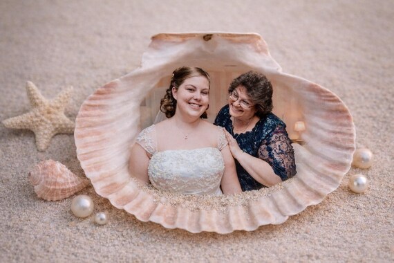 Custom Wedding Photo on Seashell - Personalized Bridal Keepsake – Unique Wedding Memory Art – Photo Transfer Shell