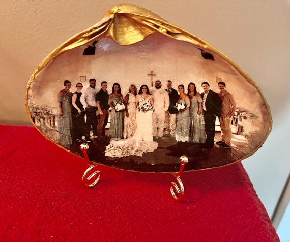 Custom Wedding Photo on Seashell - Personalized Bridal Keepsake – Unique Wedding Memory Art – Photo Transfer Shell