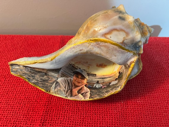 Handcrafted Whelk Shell Photo Keepsake – Mother & Daughter Gift, Grandparent Gift – Personalized Coastal Heirloom – Made to Order