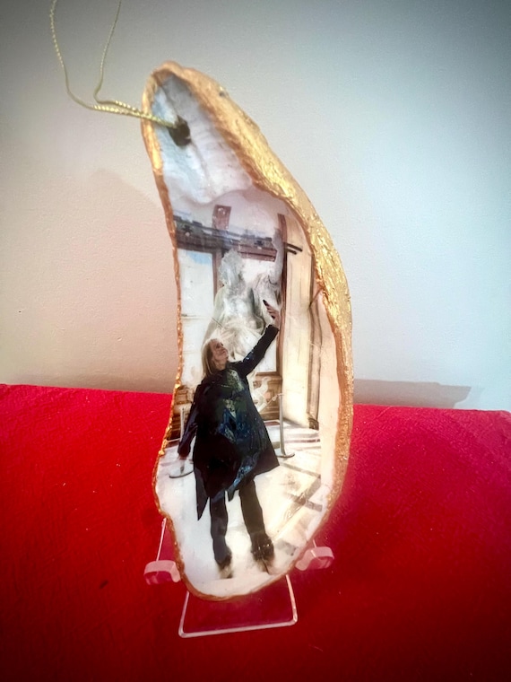 Personalized Oyster Shell Wine Charm. Make any bottle special with a handcrafted oyster shell tag, personalized with your favorite photo.