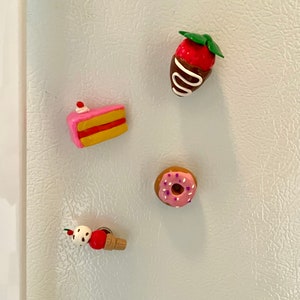 Miniature Sweets Fridge Magnets-Handmade-Polymer Clay-Cute Foodie Gift Set image 3